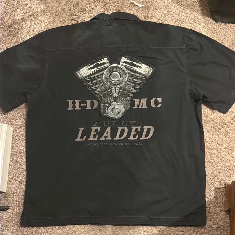 Harley Davidson Button-up Embroidery Fully Leaded Shirt Size XL